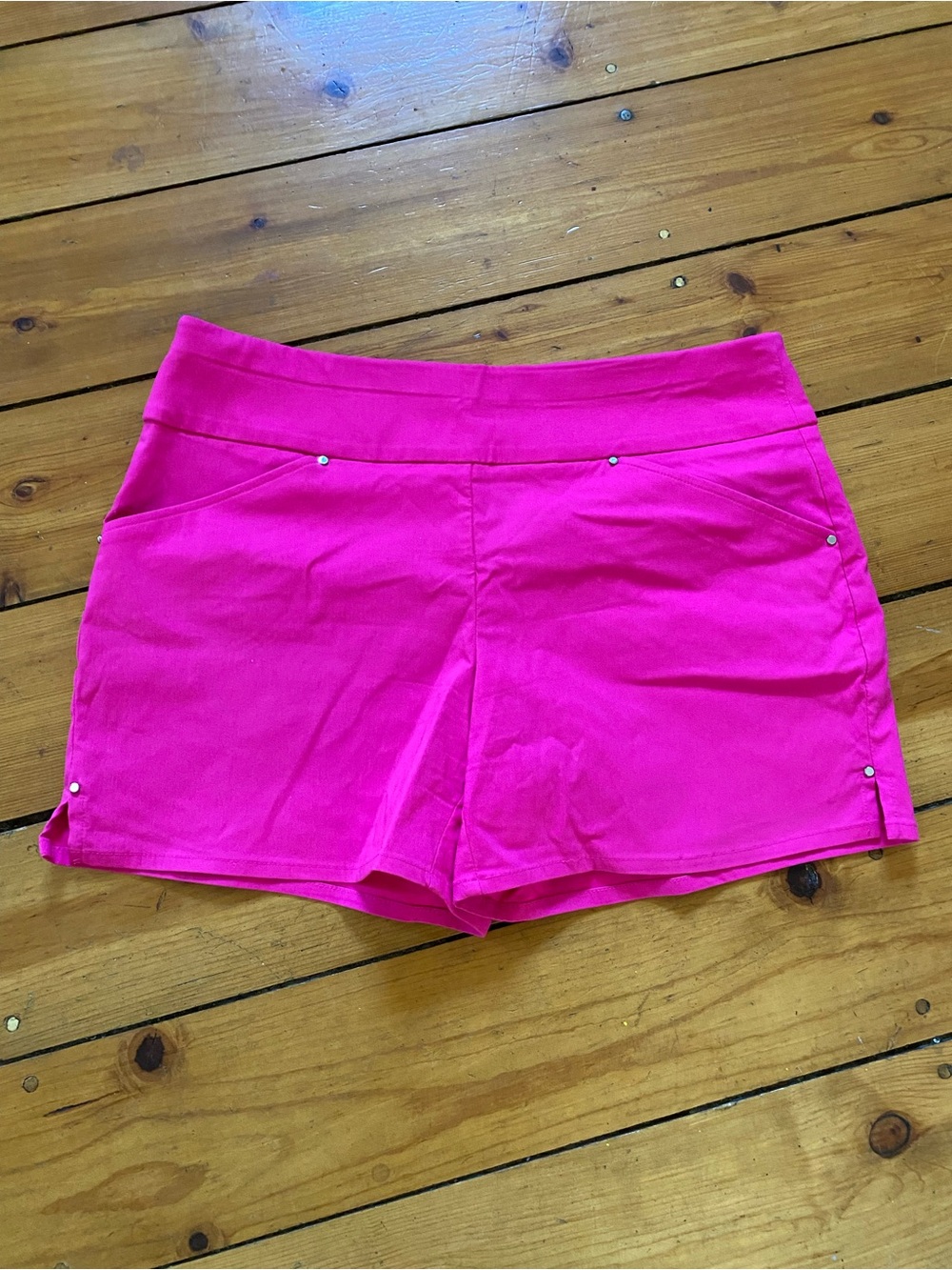 INC International Concepts Vibrant Hot Pink High-Waist Pull-On Shorts size 12